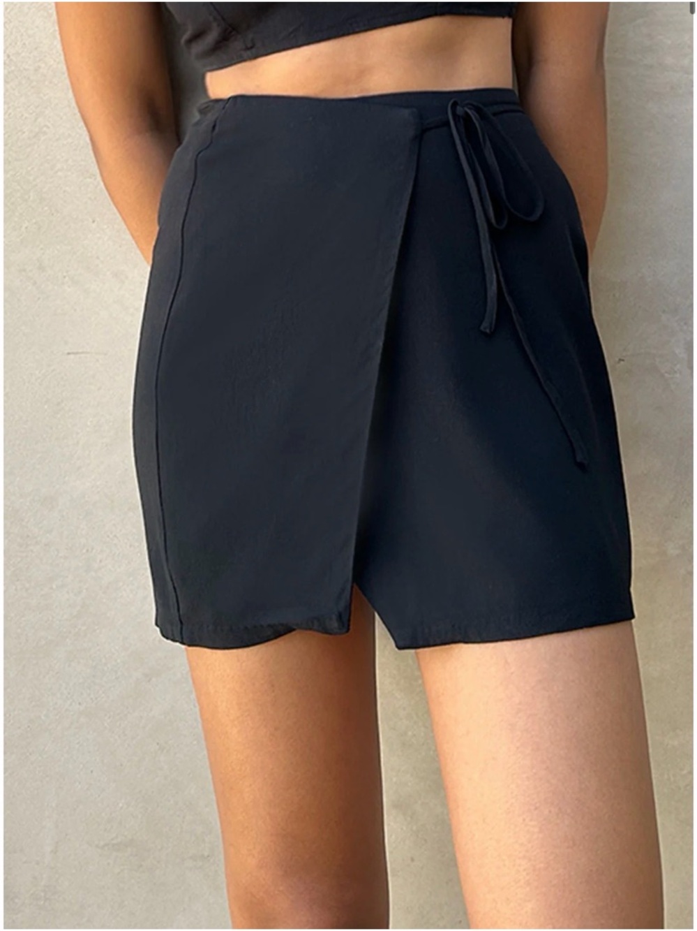 NWOT OAK + FORT Wrap Mini Skirt in Black Floral
